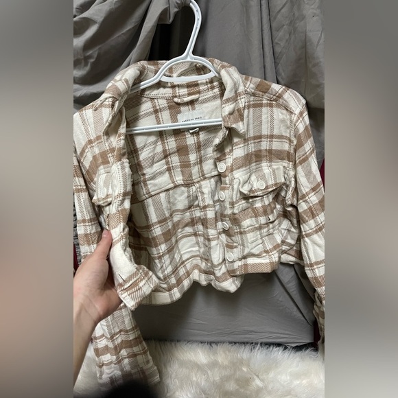 American Eagle “Shacket” Cropped Flannel Jacket XS - Picture 4 of 5